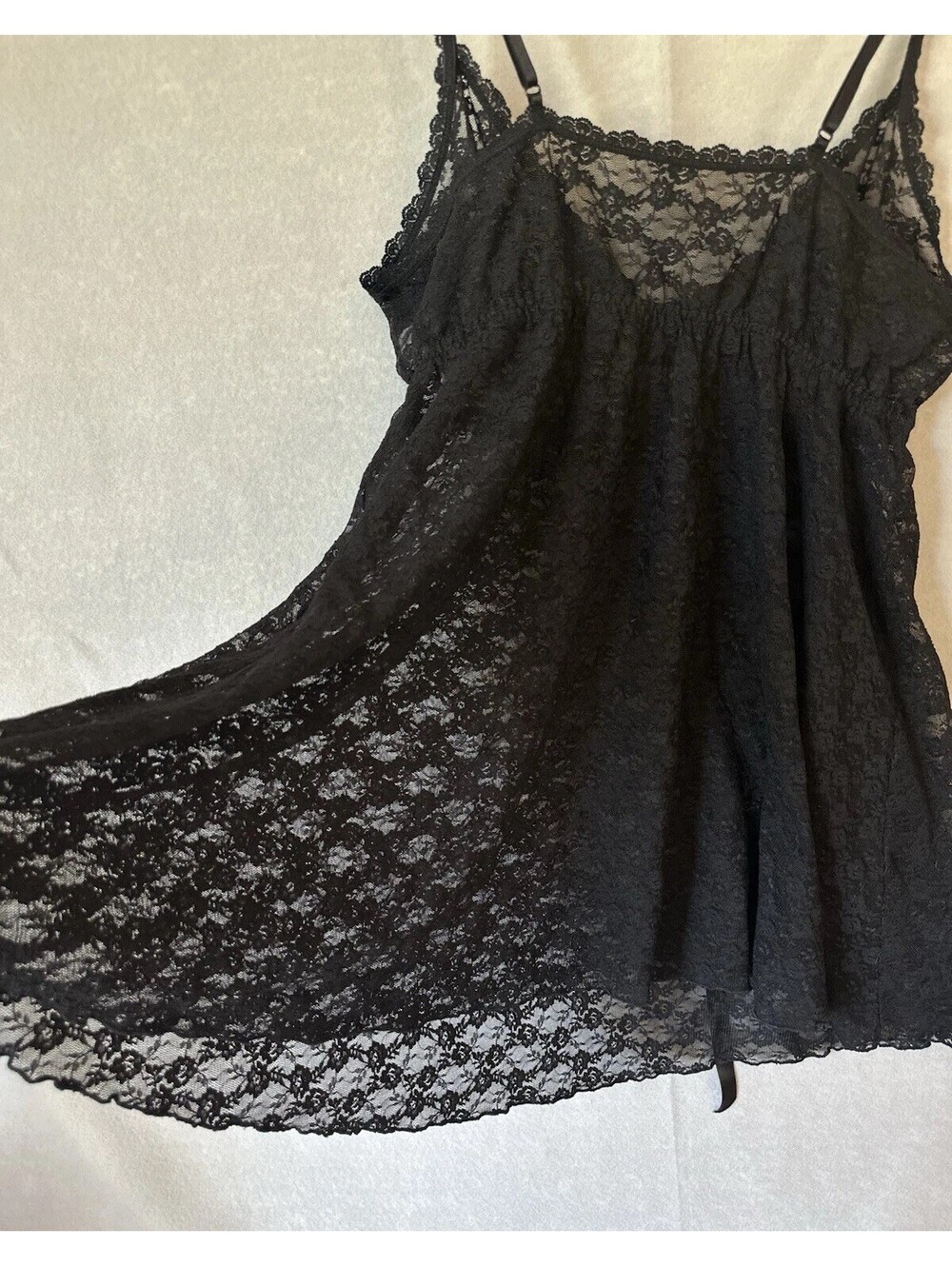 Hanky Panky After Midnight Baby Doll Camisole, Black Lace, 1X, Never Worn - Picture 3 of 5